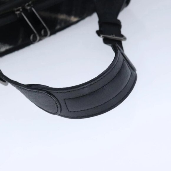 BURBERRY Nova Check Blue Label Shoulder Bag Wool Leather Black Auth 102387 - Picture 7 of 16